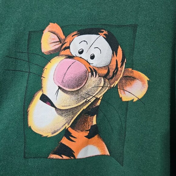 Vintage Disney Winnie The Pooh Tigger Crewneck Sweatshirt Sz XL Green Oversized - Picture 2 of 9